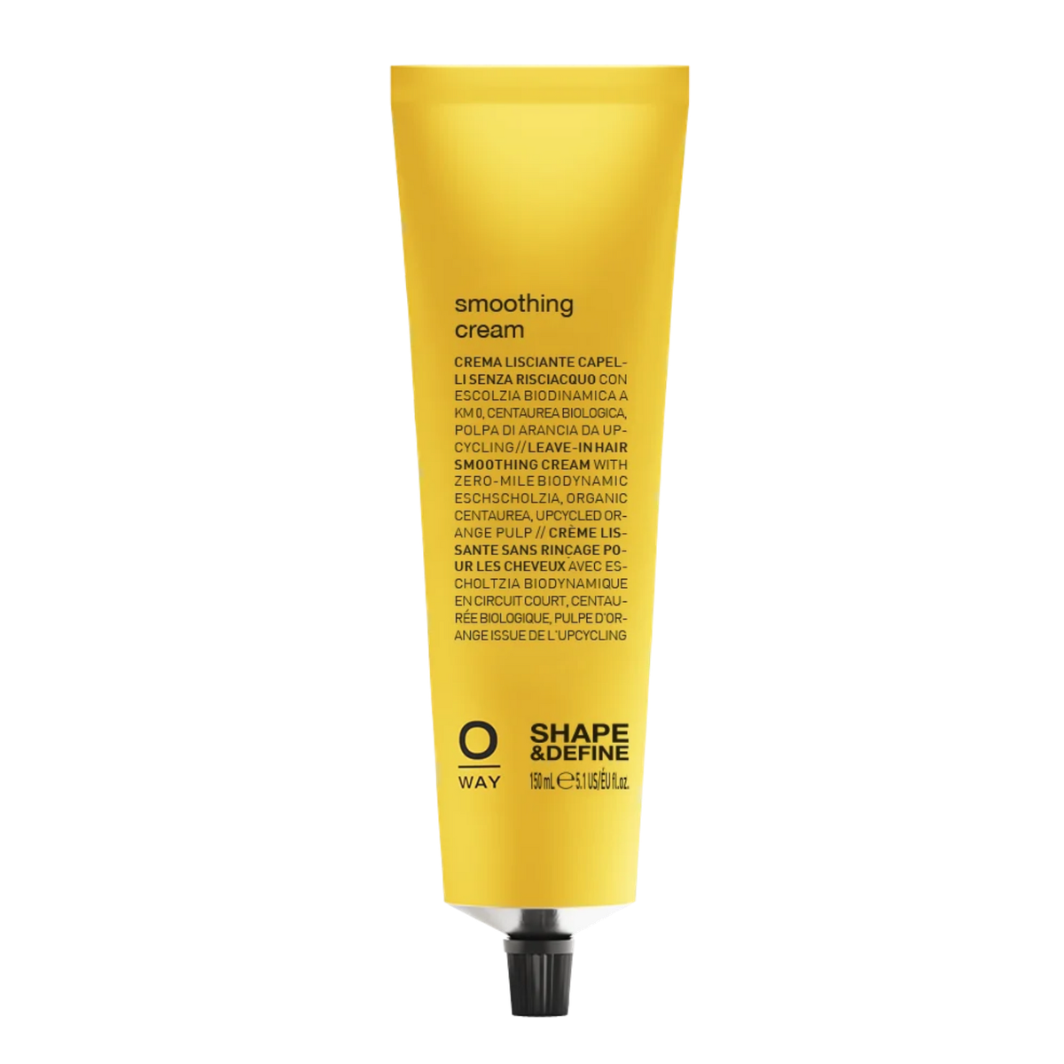 OWAY Smoothing Cream 150 ml glotninantis plaukų kremas – geltona aliuminio tūbelė