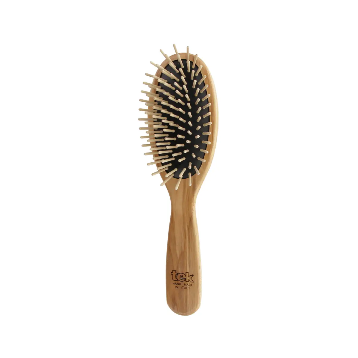 TEK didelis ovalus medinis plaukų šepetys su trumpais skroblo medienos dantukais | Large oval wooden hair brush with short hornbeam wood pins, SKU 1520-03
