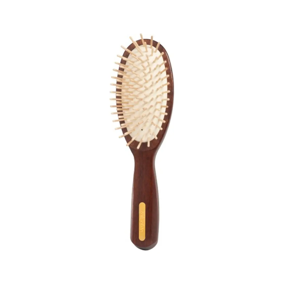 TEK didelis ovalus tamsios afrikietiškos ovangkol medienos plaukų šepetys | Large oval dark African ovangkol wood hair brush, SKU 1520-07