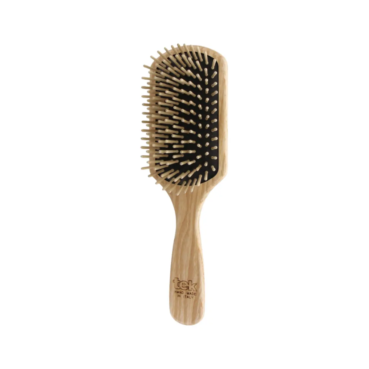 TEK didelis stačiakampis medinis plaukų šepetys skroblo medienos | Large rectangular wooden hair brush with short hornbeam wood pins, SKU 1022-03