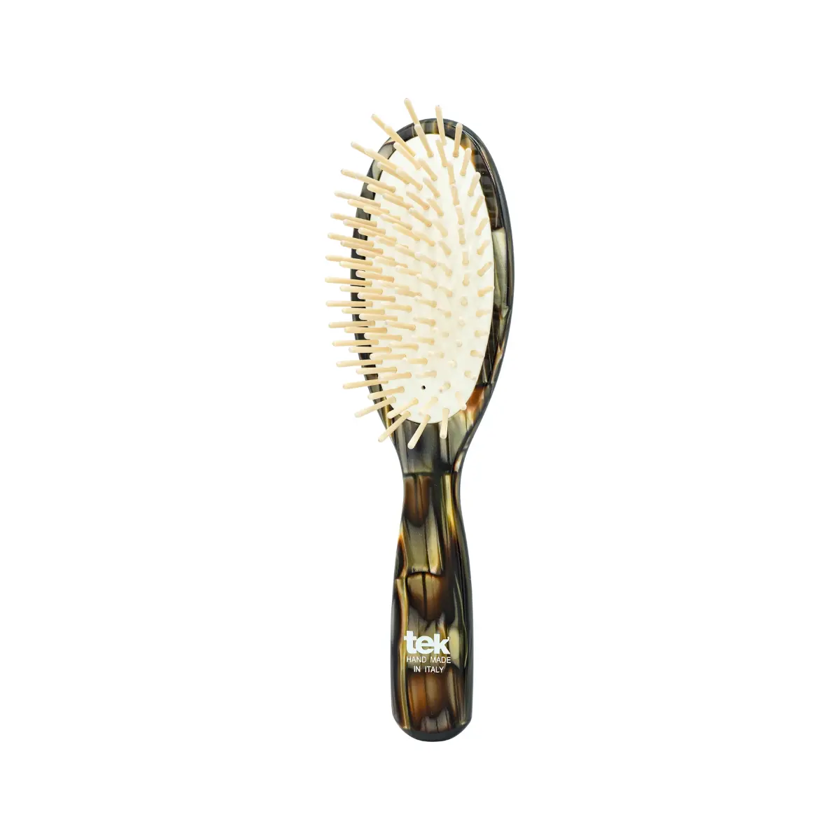 TEK kompaktiškas tamsus perlamutrinis ovalus plaukų šepetys | Compact dark pearl cellulose acetate oval hair brush, SKU M1500-43