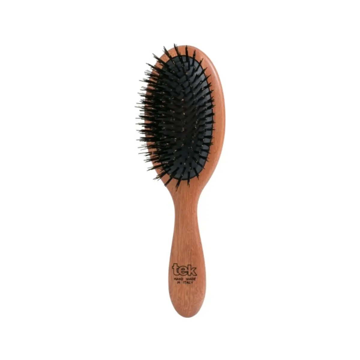 TEK ovalus afrikinio koralmedžio plaukų šepetys veganiškais šereliais ir nailonu | Oval African padouk wood hair brush with vegan bristles and nylon, SKU 5073-08