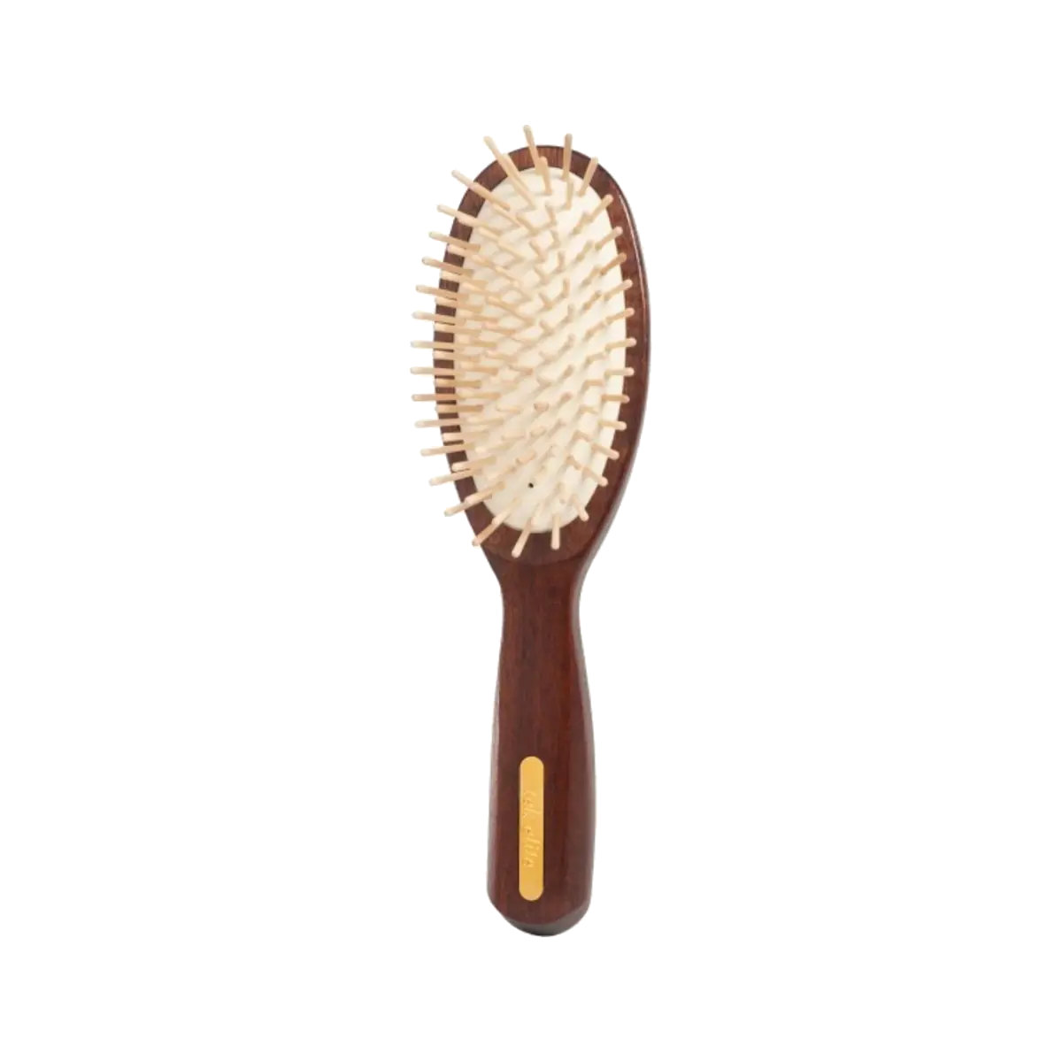 TEK didelis ovalus tamsios afrikietiškos ovangkol medienos plaukų šepetys | Large oval dark African ovangkol wood hair brush, SKU 1520-07