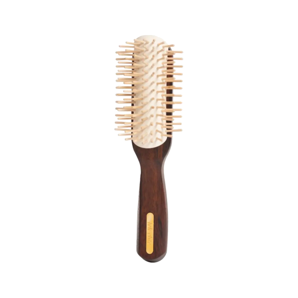 TEK pusapvalis tamsios afrikietiškos ovangkol medienos plaukų šepetys | Half-round dark African ovangkol wood hair brush, SKU 1120-07