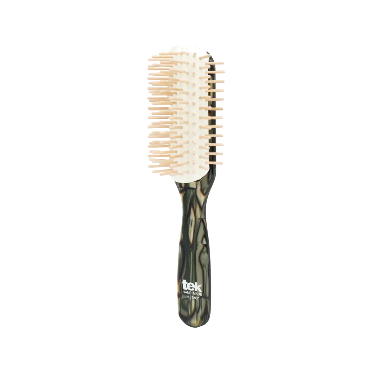 TEK tamsus perlamutrinis pusapvalis plaukų šepetys | Dark pearl cellulose acetate half-round hair brush, SKU 1120-43