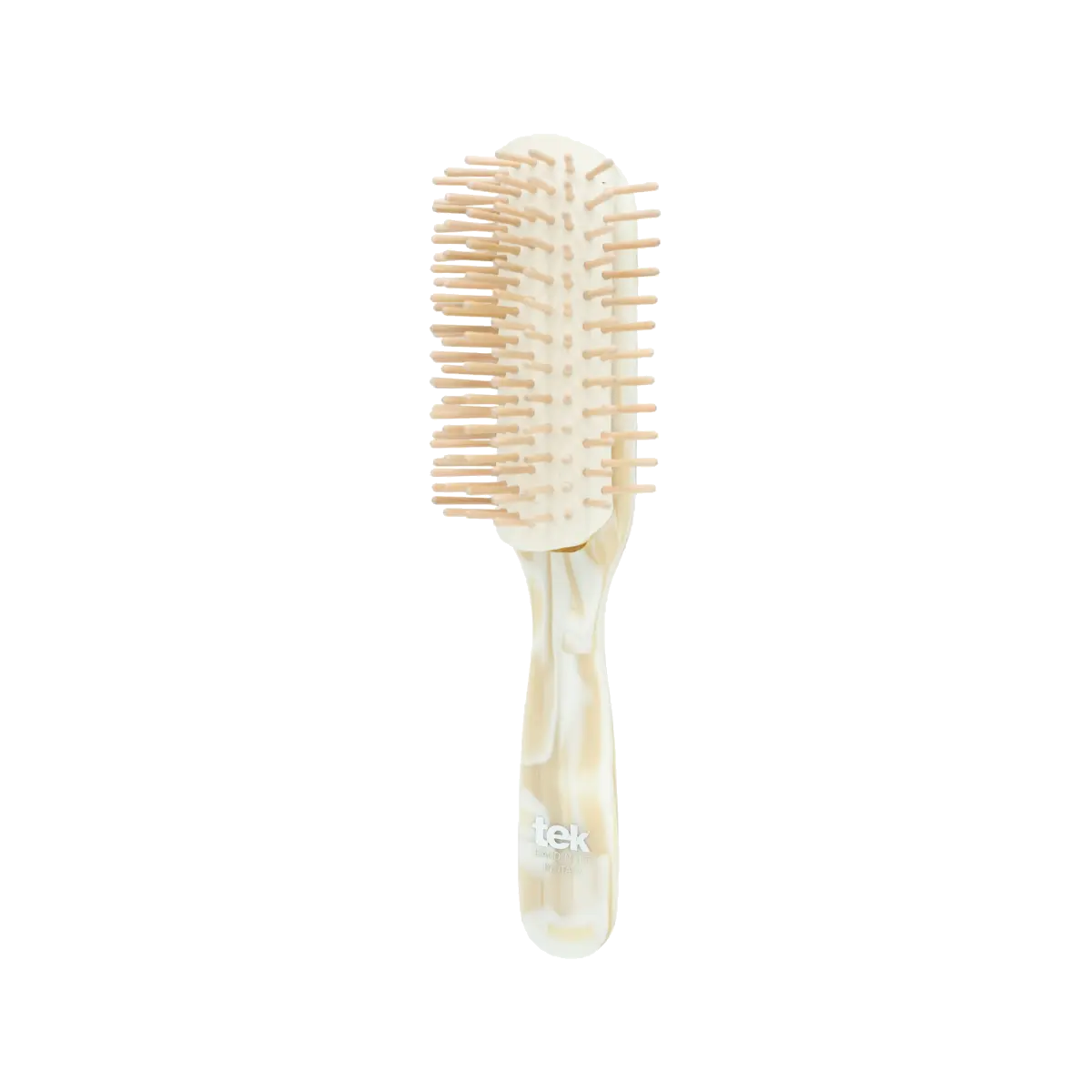 TEK šviesus perlamutrinis pusapvalis plaukų šepetys | Light pearl cellulose acetate half-round hair brush, SKU 1120-40