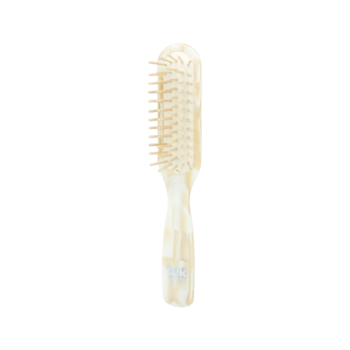 TEK šviesus perlamutrinis stačiakampis plaukų šepetys | Light pearl cellulose acetate rectangular hair brush, SKU 1620-40