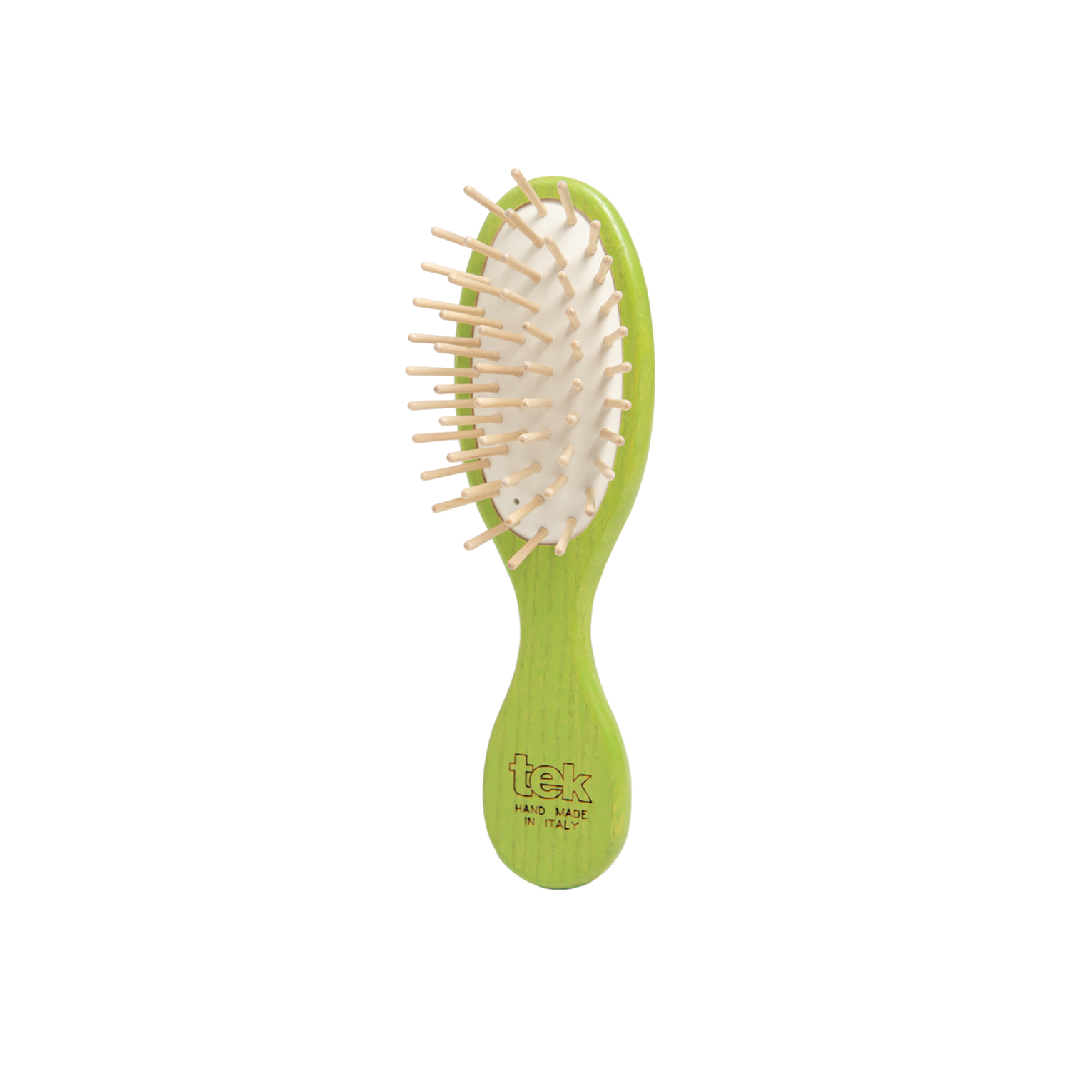 TEK žalias mažas ovalus medinis šepetys | TEK Lime Green Small Oval Wooden Hair Brush, SKU 1320-21