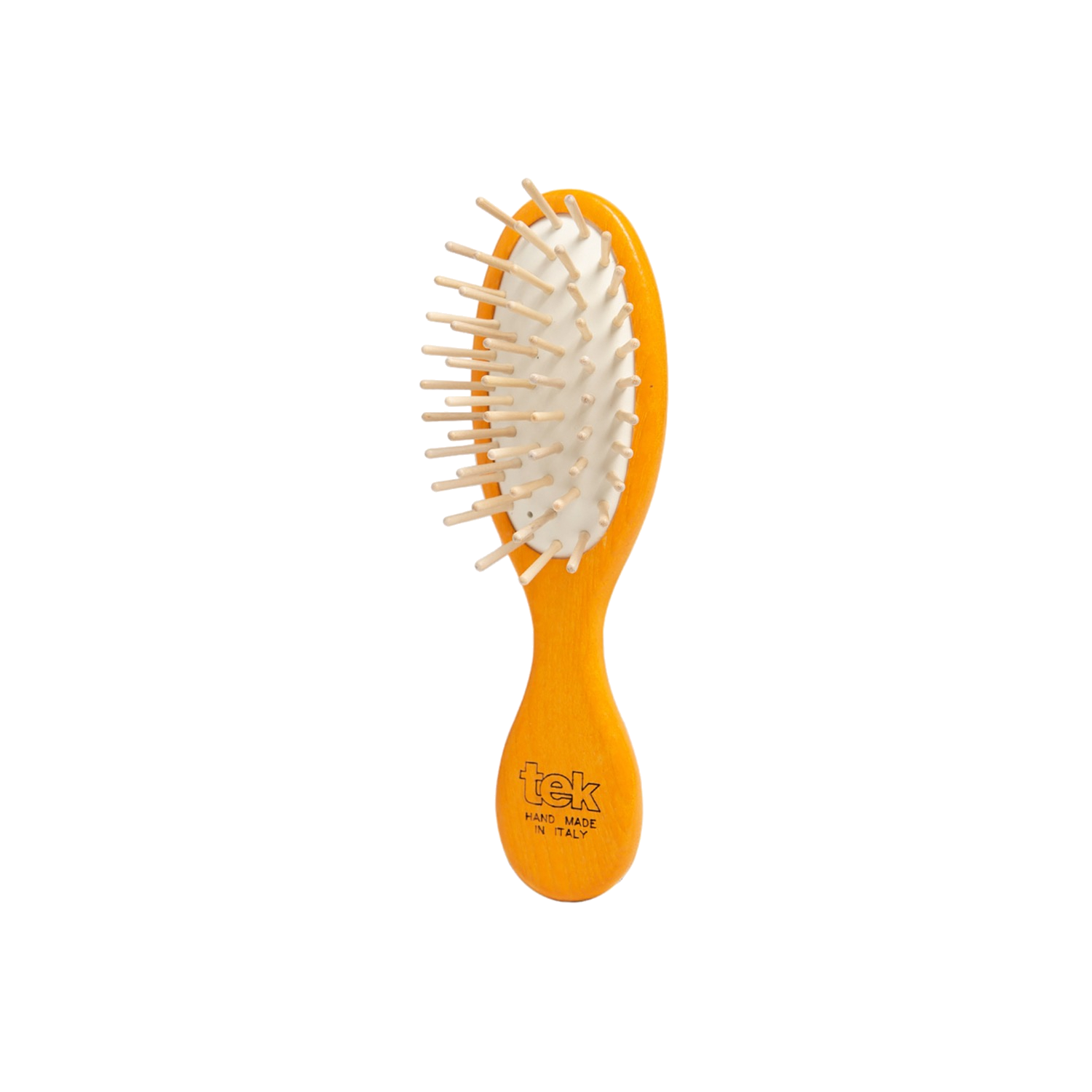 TEK oranžinis mažas ovalus medinis šepetys | TEK Orange Small Oval Wooden Hair Brush, SKU 1320-19