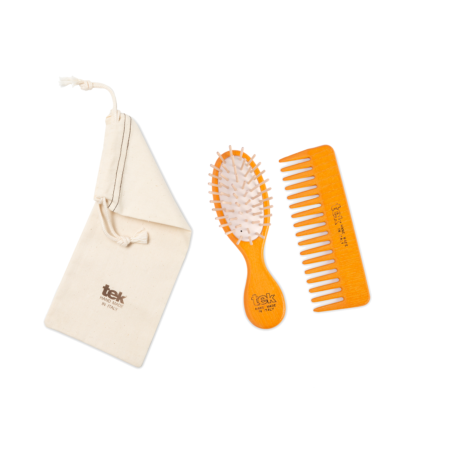 TEK oranžinis kelioninis šepetėlio ir šukų rinkinys | TEK Orange Travel Hair Brush and Comb Set, SKU 3153-19