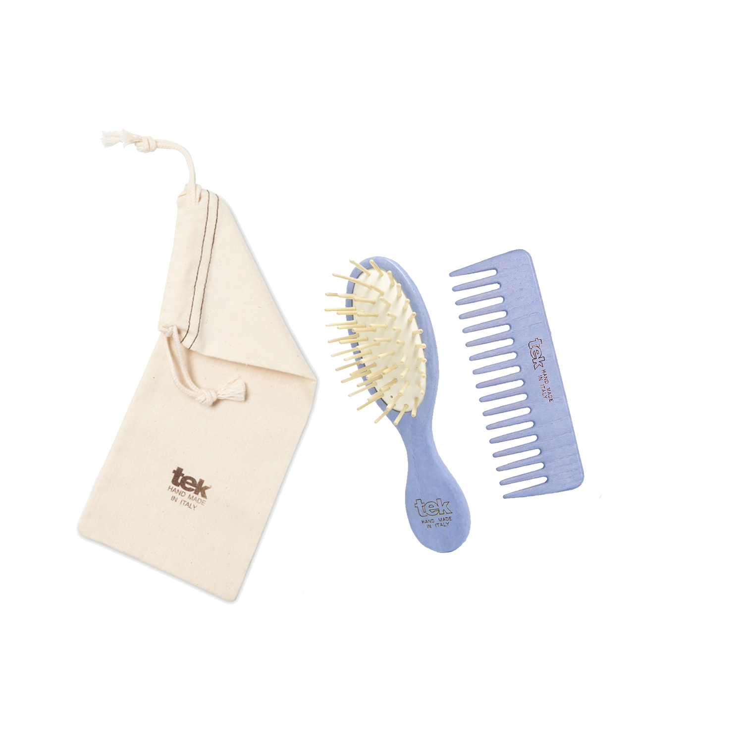 TEK žydras kelioninis šepetėlio ir šukų rinkinys | TEK Sky Blue Travel Hair Brush and Comb Set, SKU 3153-35