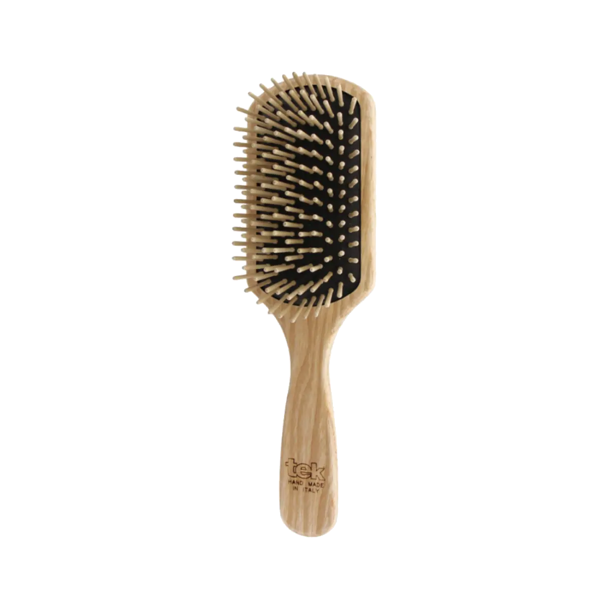 TEK didelis stačiakampis medinis plaukų šepetys skroblo medienos | Large rectangular wooden hair brush with short hornbeam wood pins, SKU 1022-03