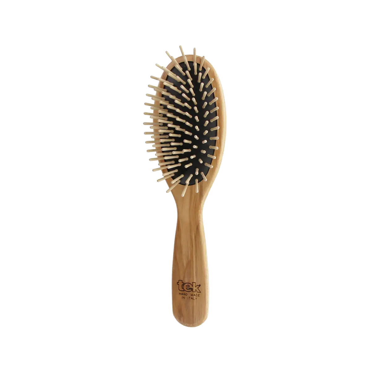 TEK didelis ovalus medinis plaukų šepetys su trumpais skroblo medienos dantukais | Large oval wooden hair brush with short hornbeam wood pins, SKU 1520-03