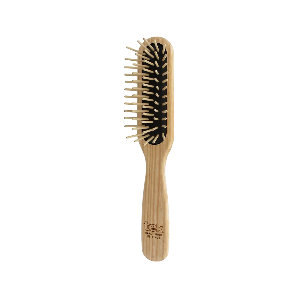 TEK stačiakampis medinis plaukų šepetys ilgais skroblo medienos dantukais | Rectangular wooden hair brush with long hornbeam wood pins, SKU 1621-03