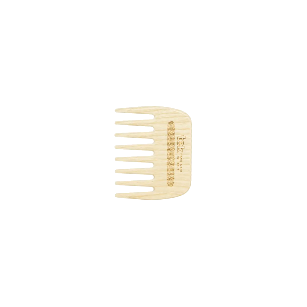 TEK kompaktiškos 9 cm uosio medienos šukos garbanotiems plaukams | Compact 9 cm ash wood comb for curly hair, SKU 2020-03