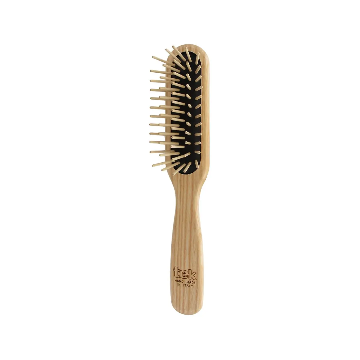 TEK stačiakampis medinis plaukų šepetys ilgais skroblo medienos dantukais | Rectangular wooden hair brush with long hornbeam wood pins, SKU 1621-03
