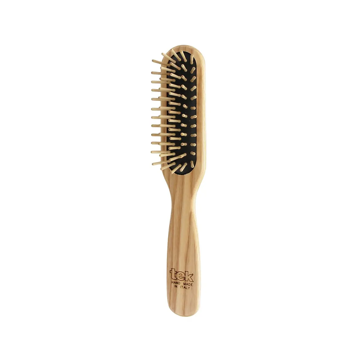 TEK stačiakampis medinis plaukų šepetys su trumpais skroblo medienos dantukais | Small rectangular wooden hair brush with short hornbeam wood pins, SKU 1620-03