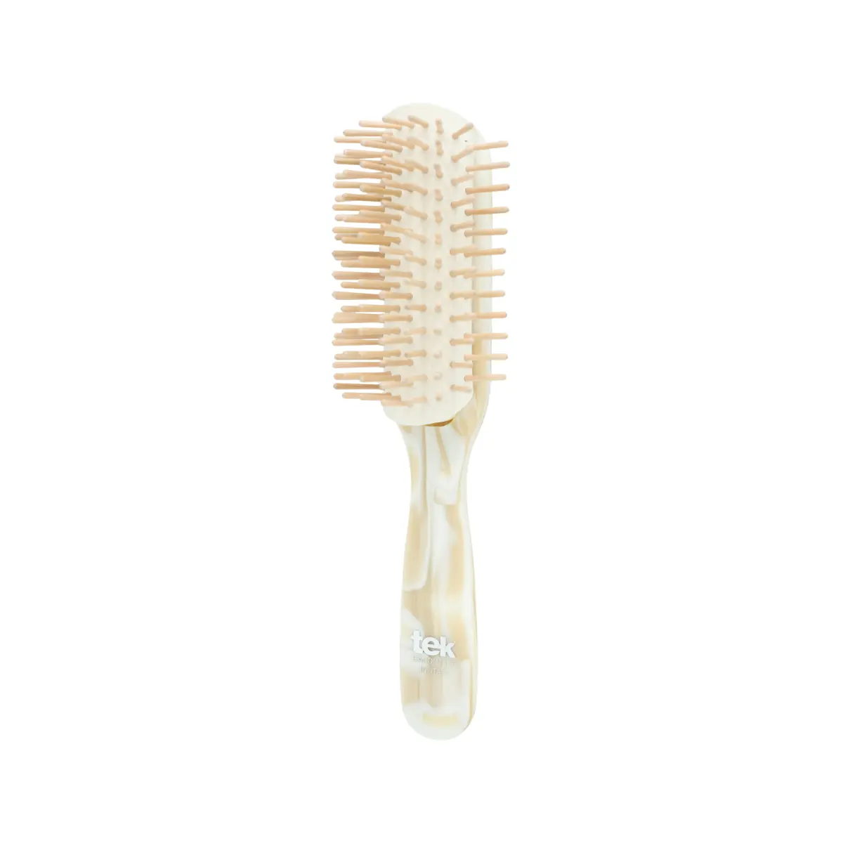 TEK šviesus perlamutrinis pusapvalis plaukų šepetys | Light pearl cellulose acetate half-round hair brush, SKU 1120-40