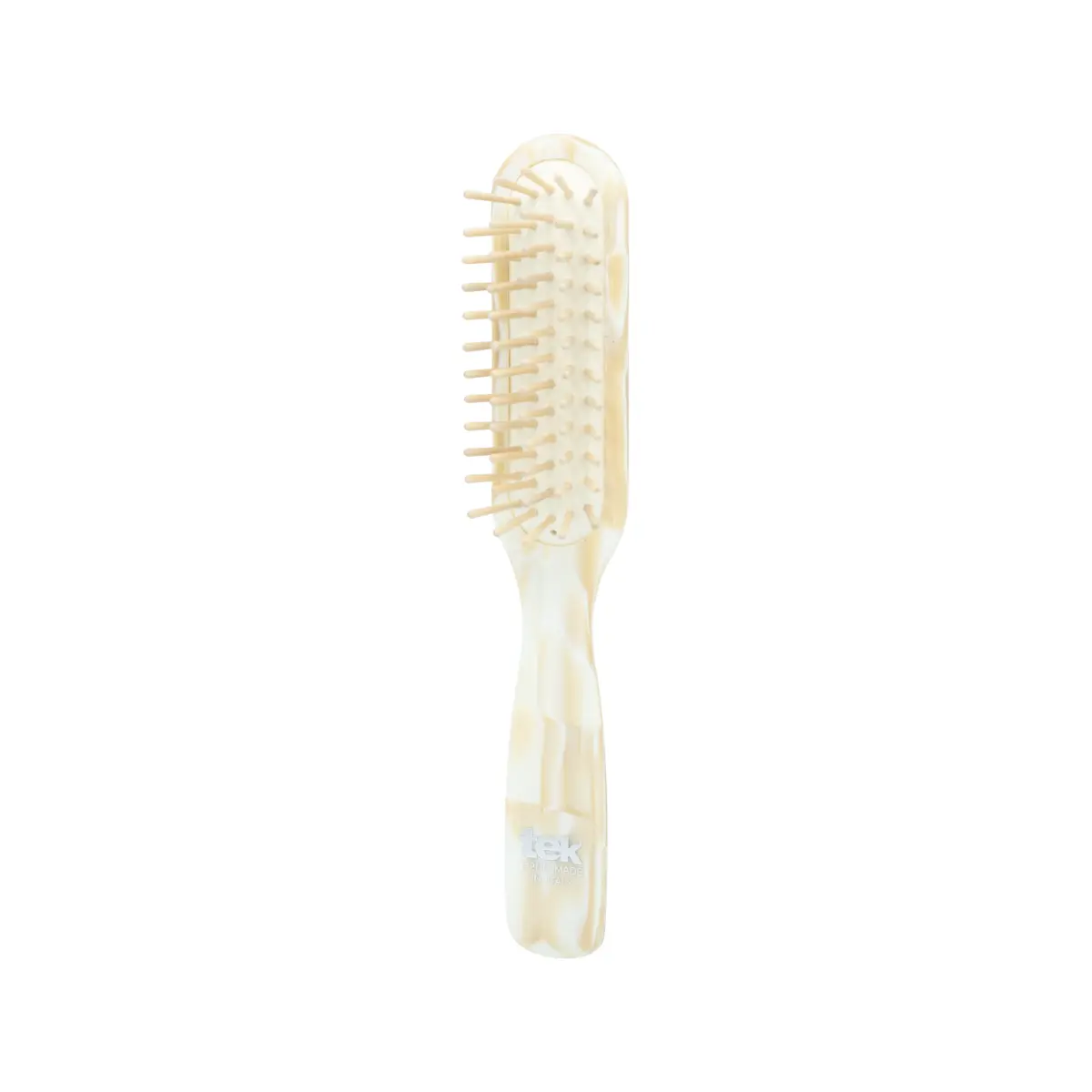TEK šviesus perlamutrinis stačiakampis plaukų šepetys | Light pearl cellulose acetate rectangular hair brush, SKU 1620-40