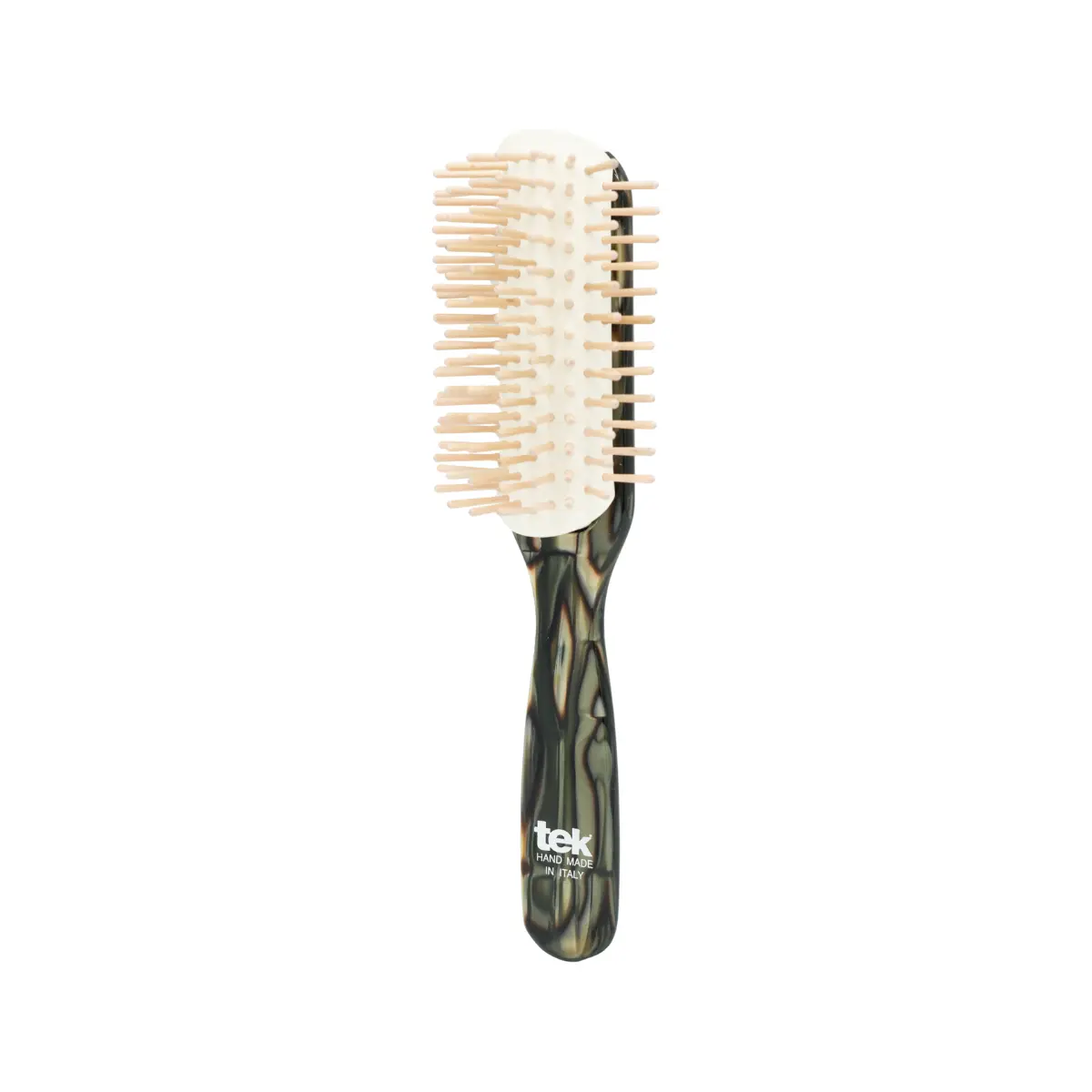 TEK tamsus perlamutrinis pusapvalis plaukų šepetys | Dark pearl cellulose acetate half-round hair brush, SKU 1120-43